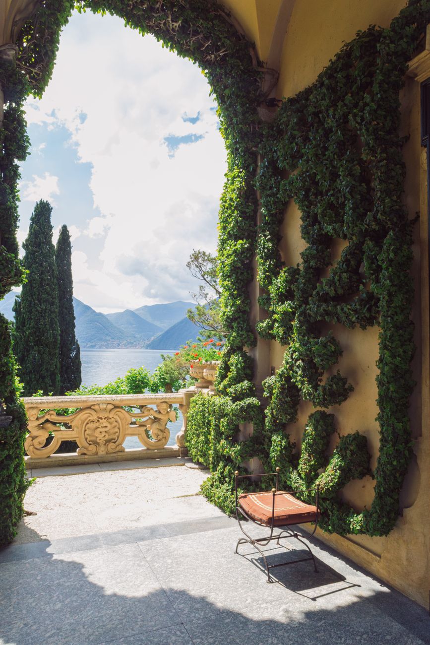 Private historic villa terrace overlooking the sea